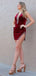 Sexy V-neck Halter Sleeveless Short Mermaid Velvet Homecoming Dresses For Party Online, HD0892