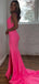 Sexy V-neck Mermaid Satin Long Prom Dress With Front Slit Online, OL284