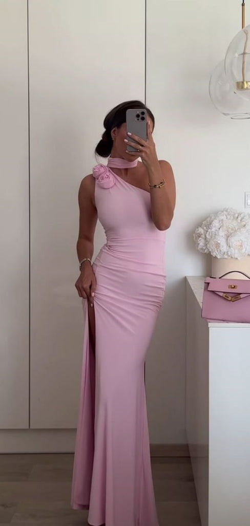 Formal One-shoulder Sleeveless Mermaid Jersey Long Evening Prom Dresses Online, OLP768