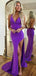 Sexy V-neck Sleeveless Mermaid Satin Long Prom Dresses With Trailing For Party Online, OL324