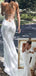 Simple Spaghetti Strap Sleeveless Mermaid White Satin Long Wedding Dresses With Trailing, WD0550