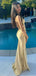 Sexy Halter V-neck Mermaid Satin Long Prom Dress Online, OL280