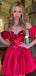 Elegant Off-shoulder Short Satin Red A-line Homecoming Dresses For Party Online, HD0800