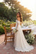 Classy Off-Shoulder Wedding Dresses Long Lace Sleeve Satin Slit Bridal Gown,WD0591