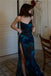 Sexy Spaghetti Strap Sleeveless Mermaid Satin Long Evening Prom Dresses Online, OLP716