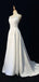 Elegant Bateau Sleeveless A-line Satin Long Prom Dresses With Trailing For Party Online, OL408