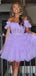 Elegant Off-shoulder A-line Ruffles Tulle Short Homecoming Dresses Online, HD0788