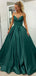 Formal V-neck Satin A-line Long Prom Dress With Trailing Online, OL320