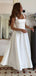 Soft Square Sleeveless A-line Satin Long Prom Dresses With Slit Online, OL516