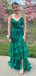 Sexy V-neck Spaghetti Strap Jersey Mermaid Long Prom Dress Online, OL288