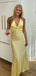 Sexy V-neck Sleeveless Mermaid Satin Evening Prom Dresses Online, OLP885