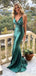 Soft Spaghetti Strap Sleeveless Mermaid Satin Evening Prom Dresses Online, OLP865