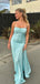 Soft Spaghetti Strap Sleeveless Mermaid Satin Evening Prom Dresses Online, OLP919