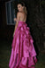 Unique Gown Sweetheart Sleeveless A-line Satin Ruffles Long Prom Dresses Online, OL582