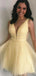 Sexy V-neck Short Sleeveless Tulle A-line Homecoming Dresses For Party Online, HD0952