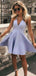 Simple V-neck Sleeveless A-line Satin Short Homecoming Dresses For Party Online, HD01012