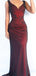 Charming V-neck Mermaid Black Red Long Evening Prom Dress Online, OL055