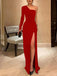 Elegant One Shoulder Long Sleeve Side Slit Evening Prom Dress Online, OL086