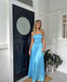 Soft V-neck Sleeveless Mermaid Satin Evening Prom Dresses Online, OLP935