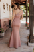 Elegant Pink One Shoulder Mermaid Applique Blush Jersey Bridesmaid Dresses Online, BG493