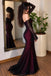 Modern Elegant Burgundy Mermaid Prom Dress Off-Shoulder Long Sleeve Formal Gown,OLP2275
