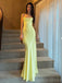 Soft Spaghetti Strap Sleeveless Mermaid Satin Long Evening Prom Dresses Online, OLP779