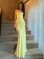 Soft Spaghetti Strap Sleeveless Mermaid Satin Long Evening Prom Dresses Online, OLP779