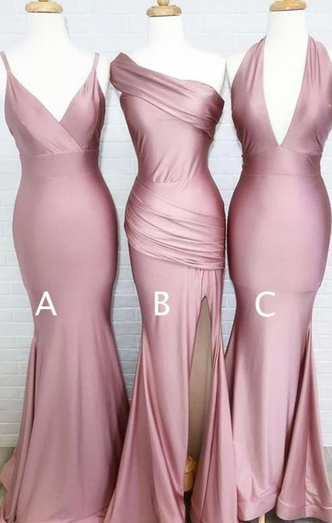 Simple Mismatched Sleeveless Mermaid Long Bridesmaid Dresses Online, BG866