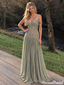 Elegant Sage Green Beaded Prom Dress Off Shoulder Chiffon Evening Gown,OLP2456