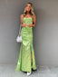 Soft Spaghetti Strap Sleeveless Mermaid Satin Evening Prom Dresses Online, OLP808