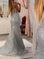 Sparkly Sweetheart Mermaid Ivory Long Evening Prom Dress with Side Slit, OL061