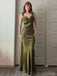 Soft Spaghetti Strap Sleeveless Mermaid Satin Long Evening Prom Dresses Online, OLP700