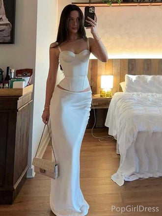 Soft Spaghetti Strap Sleeveless Mermaid Satin Long Prom Dresses Online, OL504