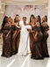 Elegant Off the Shoulder Mermaid Brown Long Bridesmaid Dreses Online, BG315