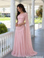 Modern Pink One Shoulder Beaded Cape Gown Classy Pleated Prom Dress,OLP2393