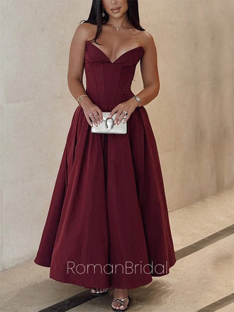 Simple Sweetheart Sleeveless A-line Satin Long Prom Dresses Online, OL574