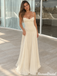 Sexy Ivory Spaghetti Strap Scoop Neck Pleated Chiffon Prom Dress,OLP2494