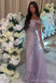 Elegant Off-shoulder Sleeveless Mermaid Tulle Long Evening Prom Dresses Online, OLP736