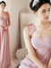 A-Line Floor-length Appliques Bridesmaid Dress With Pleats, BD0501