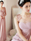 A-Line Floor-length Appliques Bridesmaid Dress With Pleats, BD0501