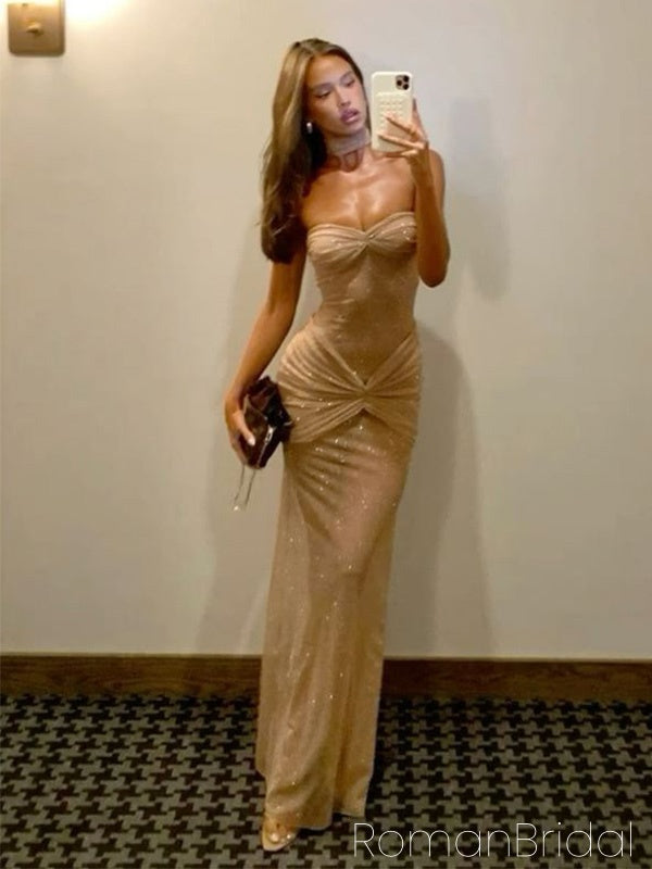 Sexy Sweetheart Sleeveless Mermaid Satin Long Evening Prom Dresses Online, OLP640