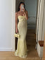 Sexy Sweetheart Sleeveless Mermaid Satin Evening Prom Dresses Online, OLP1048