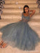 Formal Spaghetti Strap Sleeveless A-line Tulle Long Prom Dresses Online, OL552