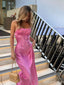 Soft Spaghetti Strap Sleeveless Mermaid Satin Long Prom Dresses Online, OL524