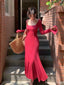 Cute Square Full Sleeve Mermaid Satin Long Prom Dresses Online, OL488