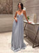Elegant Spaghetti Strap V-neck Sleeveless Mermaid Satin Evening Prom Dresses Online, OLP1143