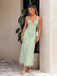 Modern Sage Green Floral Embroidered Midi Prom Dress with Sweetheart Neckline,OLP2382