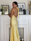 Sexy Halter Sleeveless Mermaid Satin Evening Prom Dresses Online, OLP964