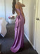 Sexy V-neck Sleeveless Mermaid Satin Evening Prom Dresses Online, OLP1099