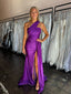 New Arrival One Shoulder Mermaid Side Slit Purple Prom Dress, OL019